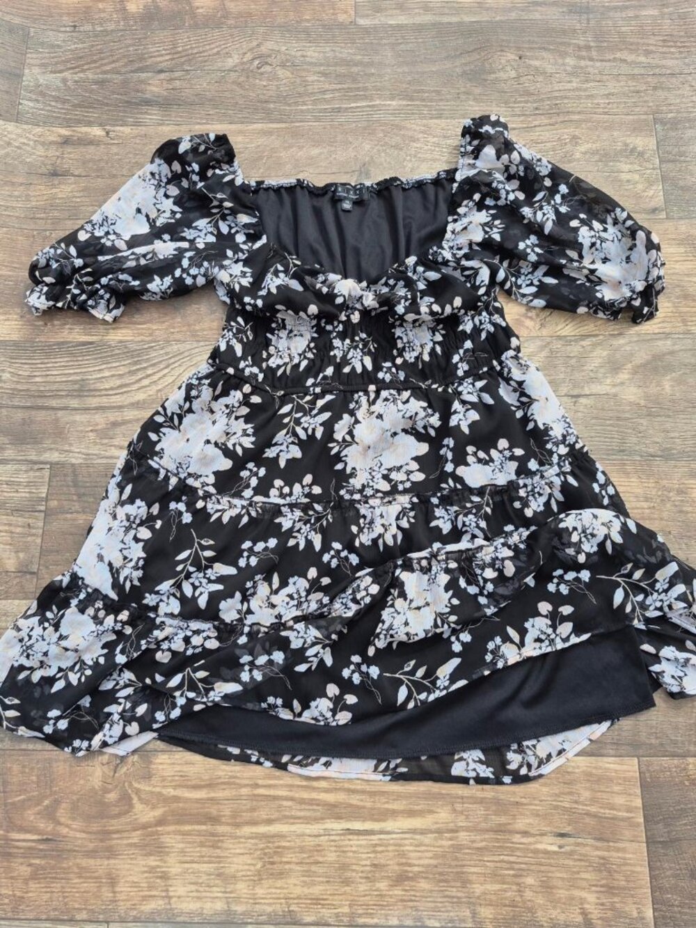 Sleeve Tiered Mini Dress